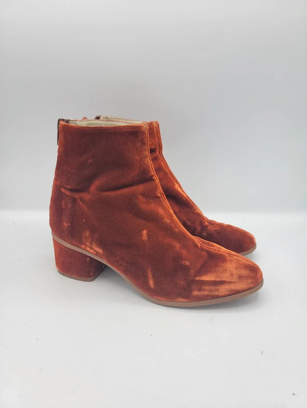 Anthropologie Women's Velvet Ankle Boots - Rust